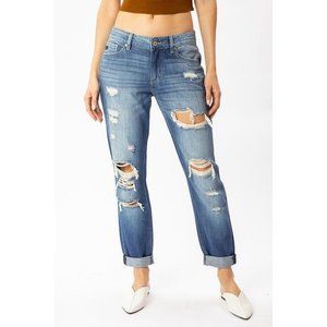 KanCan Distressed Relaxed Boyfriend Fit Light Wash Jeans 3 / 25 Cuffed